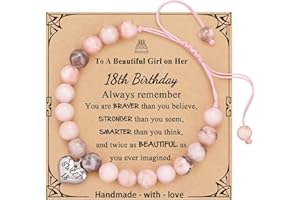 VilaGi 18 Year Old Birthday Gifts for Girls,18th Birthday Gifts for 18 Year Old Girls,Natural Stone Heart Sweet Birthday Bracelets for G/irls,Presents for Daughter Sister Granddaughter Niece,&Cards