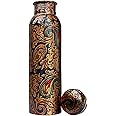 Traveller's Copper Water Bottle 100% Pure Copper Water Bottle Joint Free Leak Proof -Ayurveda Health Benefits Copper Stylish Bottle 900 ML (Design 07)