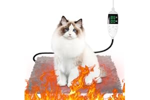 Echden Coussin Chauffant pour Animaux de Compagnie pour Chats et Chiens,Coussin Auto Chauffant Chat Tapis,9 Réglages de Température, Anti-Mordant, 100% Imperméable, à Extinction Automatique,45 * 70CM