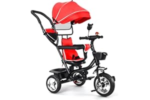 RELOVE Bicicleta 4 en 1, Triciclo para Niños y Niñas de 2 3 4 años, Juguete Correpasillos Bebe, Triciclo Infantil para Niños de 48-96 Meses como Regalo de Cumpleaños Navidad-4 en 1 (Rojo Grande)