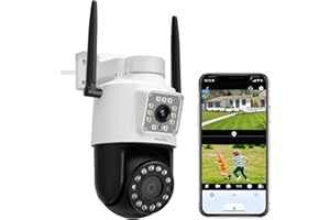 EUDIC Security Camera Outdoor Dual Camera 1080P, Free Cloud Storage,Auto Tracking 360° PTZ WiFi Outdoor Security Camera for Home Security,AI Montion Detection, 2 Way Audio,Spotlight & Sound Alarm