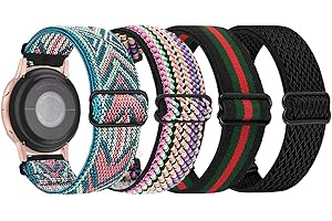 DKGKOO 4-Pack Elastic Nylon Straps 18mm 19mm 20mm 22mm Quick Release Watch Band Nylon Watch Strap for Samsung Galaxy/Garmin/Fossil/Amazfit/Huawei Watch Nylon Stretchy Replacement Strap