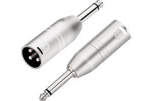 Tisino Adaptateur 6,35 mm TS mono vers XLR, adaptateur asymétrique 6,3 mm mâle vers XLR mâle - pack de 2