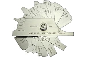 RIVERWELD 7 Piece Fillet Weld Set Gage MG-11 Rl Gauge Depth Gauges Welding Inspection Test Ulnar Metric & Inch With Markings on Both Sides Checking Fillet Leg and Throat Size