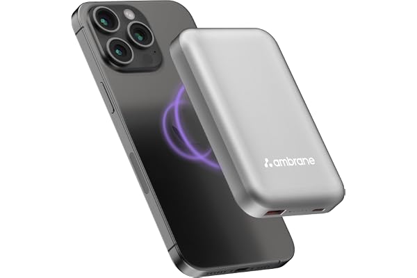 Ambrane Magsafe Wireless 10000Mah Fast Charging Power Bank,Strong Magnet,22.5W Output for iPhone 12 Back Cover & Above,Androi