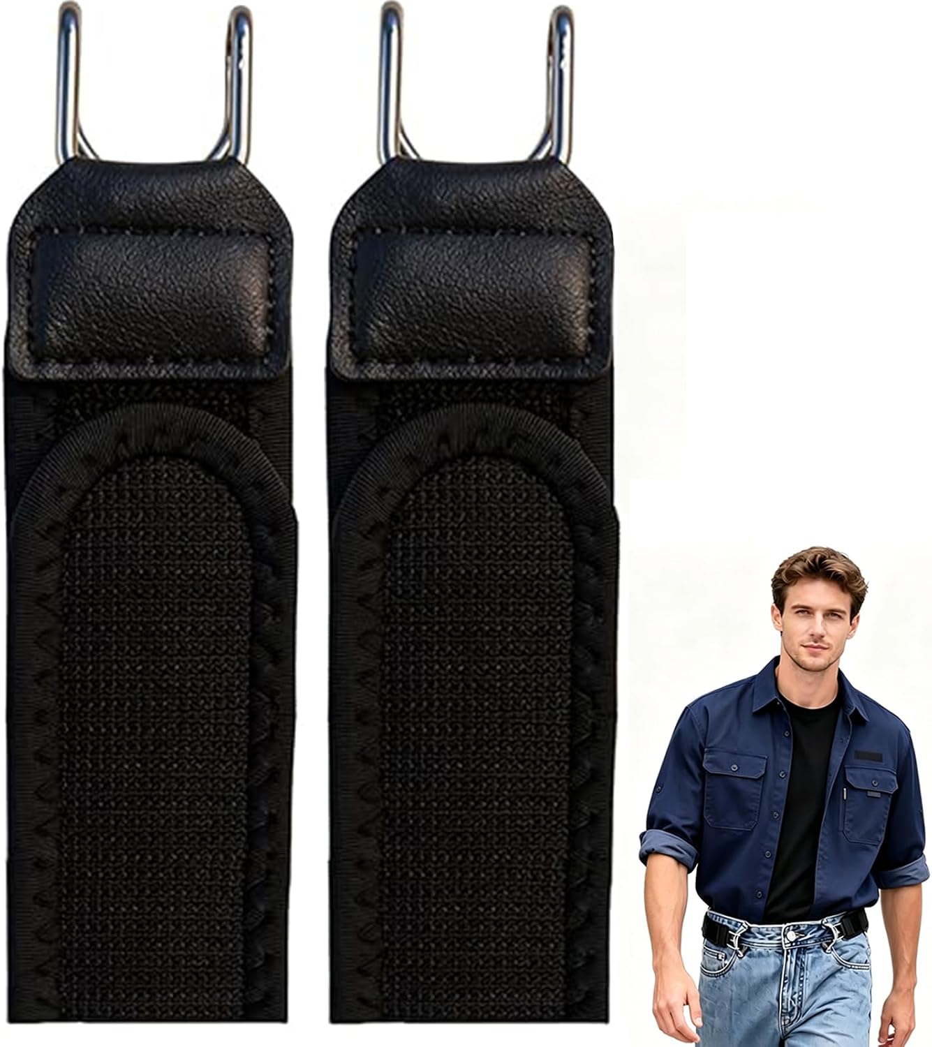 FiveMileBro Cinturón Sin Hebilla, Cinturón con Gancho Metálico, Elástico Invisible Ajustable, Unisex para Hombre y Mujer, Ideal para Jeans, Vestidos, Trabajo, Viajes y Uso Diario