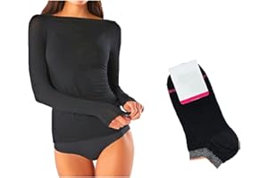 JADEA Maglia Cashmere Manica Lunga, Offerta 1-2 Pezzi + Calze in Omaggio, Scollo a Barca, Sottogiacca Donna