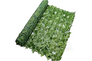 Hidyliu 1 rollo de seto artificial, valla de privacidad de hiedra artificial, verde para jardín, vallas decorativas, protección UV, exterior, jardín, terraza y