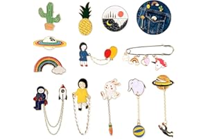 Cartoon Brosche, ZoneYan 12 Stück Pins Anstecker, Pins Anstecknadeln, Broschen Anstecknadeln, Regenbogen Broschen, Metallbrosche Anti Licht, für Weihnachten, Kleidung, Pullover und Schals Verwendet