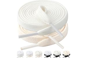 Stepace 2 Paires Lacets Plats Premium 100% Coton - Épaisseur 8 mm - Lacets Chaussures de Remplacement pour Baskets Sneakers