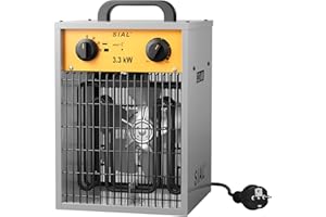 SIAL Chauffage Soufflant 3300 W - Industriel - Radiateur électrique - Pour Chantier, Atelier Ou Garage Avec Contrôle Thermostatique Entièrement Réglable et Deux Modes de Chauffage