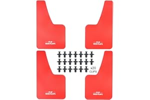 XUKEY 4Pcs R.S Deluxe Molded Carbon Fiber Effect RED Universal Splash Guards Mud Flaps Mudguards Fender Front Rear For Small Car For Chevy For Buick For Audi For Dodge