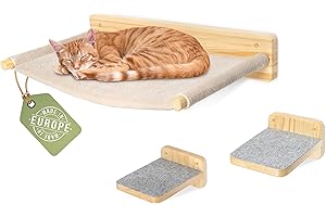 WOOWOOD® Ścianka wspinaczkowa dla kotów, w zestawie 2 x schody dla kota ściana [lite drewno] I ściana do drapania dla kota I drapak ścienny I meble dla kotów I ściana wspinaczkowa dla kotów