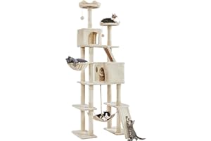 Yaheetech Rascador para Gatos Alto 209 cm Árbol para 3-4 Gatos Adultos Torre Escalador para 3-4 Gatos Castillo Juquetes Mascotas XXL,Gris Beige