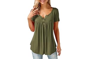 Florboom Shirts Womens Casual Button Up Blouse Long/Short/Sleeveless Sleeve Solid Color Swing Tops