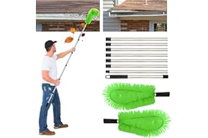 LES-THERESA Spazzola Pulizia Foglie, Pulire le Grondaie Pulizia Grondaie Bastone Pulizia Grondaie, Asta Telescopica a 8 Sezioni, Lunghezza Regolabile, per la Pulizia di Foglie, Grondaie e Canali di Scolo