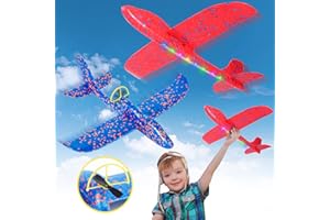 YELLCETOY Juguetes aviones de poliespan eléctrico,2 uds.,15/25 s,juguete para exteriores,avion juguete,avion planeador,poliestireno,regalos de cumpleaños para 4, 5, 6, 7, 8, 9, 10, 11, 12 años,niños y niñas