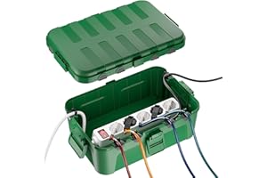 RESTMO Scatola di Protezione Impermeabile Extra-Large IP54 (32x22x13 cm) – Scatola per Cavi Esterna, Ideale per Proteggere Prese, Timer, Cavi di Alimentazione e Luci Decorative, Colore Verde