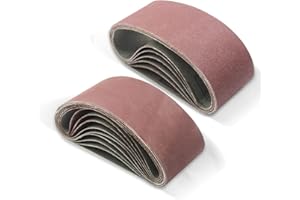 FEIHU Nastri abrasivi 65 x 410 mm, nastro abrasivo 3 x 40/80/120/180/320 per levigatrici a nastro, per levigare, limare, affilare e rimuovere la ruggine (15 PZ)