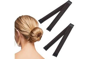 GOLSHINE 2 Pcs Magic Hair Bun Maker,Fast & Easy Donut Bun Maker, French Twist Hair Fold Wrap Snap Band for Girls Women (Dark Brown)