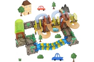 LZDMY Trenino Elettrico Pista Macchinine Giocattolo da 3 anni,76 PZ Auto Pista da Treno Giocattolo per Bambini Elettrica Pasqua Natale Capodanno Compleanno Bambino Giocattolo Regalo