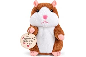 Retoo Pratande Hamster mjuk leksak elektronisk, roliga barn mjuka djur, inspelningsleksak interaktiv för baby barn barn, tidigt lärande, födelsedagspresent