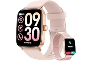 YOEVER Smartwatch Donna, 1.85" Orologio Smartwatch con Chiamate e Notifiche WhatsApp, Fitness Tracker con Contapassi Sonno SpO2 Cardiofrequenzimetro, 110 Sportive, IP68 Smart Watch per Android iOS Rosa