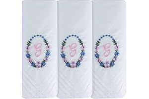 Surf the Shop Womens Handkerchiefs 100% Cotton Initial Letter Boxed 3 Pack