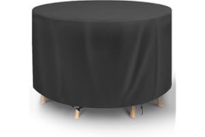 CUNSIEUN Runde Gartenmöbel Abdeckung mit 420D Oxford Gewebe Schutzhülle, 128 X 71 cm, Abdeckplane, Belüftungsöffnungen, Wasserdicht, Winddicht, UV-Beständiges Für Gartentisch Sitzgruppe