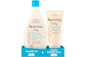 Aveeno Baby Daily Care Set Neonato con Pasta Cambio Pannolino 100 ml con Ossido di Zinco ed estratto di Avena e Bagnoschiuma neonato 400 ml per la detersione della pelle sensibile – Esclusiva Amazon