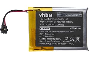 vhbw Akku kompatibel mit Garmin Fenix 3 HR, 3 Smartwatch Uhr Fitnessarmband (300 mAh, 3,7 V, Li-Polymer)