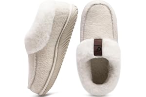 COFACE Chausson Femme Hiver Chaud Feutre Pantoufles Peluche Fourrure Doublure Fermé Charentaise Confort Mousse à Mémoire de Forme Slippers Antidérapant Semelle