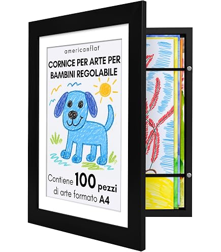UBeesize Cornice Espositiva Per Bambini 25.4x35.6 Cm – Apertura Frontale, Per Opere D'arte A4, Con Display Modificabile, Bianca