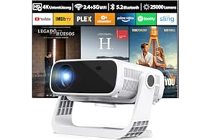 Wielio 2025 Neuer Upgraded Full HD 1080P Beamer, 25000 Lumens, 4K Unterstützung, Android 11, WiFi 6＆ Bluetooth 5.2, automatische Trapezkorrektur, 120° schwenkbarer Heimkino Beamer