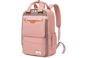 Myhozee plecak damski/męski, plecak dzienny z kieszenią na laptopa o przekątnej ekranu 15,6" i kieszenią antykradzieżową, wodoszczelny, plecak szkolny, na uczelnię, do podróży, użytku w czasie wolnym i do pracy, Rosa, L