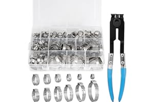 DBREAKS 180 Pezzi Fascette Stringitubo Acciaio Inox 304, Fascetta Metalliche Stringitubo 12 Taglie, 5.8-33.1mm Pinza Fascette per Tubi Gas, Acqua Morsetto