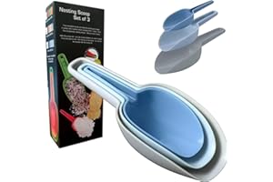 MASTEYMOH Food Scoops Set 3, Plastic Food Scoop for Kitchen, Ice Scoops Multifunction Food-Grade Pet Dog Food Scooper (3 in Blue)