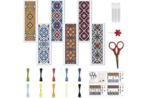 FREEBLOSS Juego de 6 marcadores de punto de cruz, kit de bordado a mano para principiantes, patrones decorativos tradicionales, kit de punto de cruz, kit completo de bordado de punto de cruz para