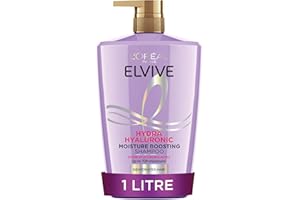 L'OREAL PARIS L’Oréal Paris Elvive Hydra Hyaluronic Moisture Boosting Shampoo, with Hyaluronic Acid, for Dry & Dehydrated Hair, Suitable for all hair textures, 1000ml