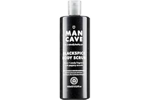 ManCave Exfoliante Corporal Blackspice, 500 ml – Peeling Corporal para Hombre con Aroma Cálido y Amaderado – Exfoliante de Cuerpo con Piedra Pómez y Polvo de Carbón – Formulación Natural y Vegana