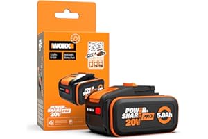 WORX PowerShare Pro WA3645 - Batería Recargable de Iones de Litio (20 V, 5,0 Ah, Mayor Seguridad y Mayor Tiempo de Funcionamiento, con indicador LED, Flexible, combinable hasta 40 V y 80 V, Adecuada