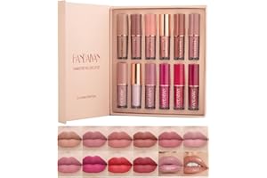 SKYNEST 12 Farben Mattes Lippenstift-Set, samtiges Lipgloss-Set mit mattem Finish, feuchtigkeitsspendender Lippenstift mit Geschenkbox