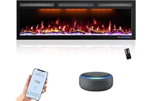 Mystflame Crystal 50 Pro con Wi-Fi - Chimenea Eléctrica de la Pared, 127 cm, Estufa con 3 Colores de Leños y Llamas, Smart Home Control a través de Alexa y la Aplicación Móvil