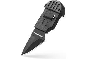 DRACHENADER Mały nóż kieszonkowy nóż zewnętrzny Mini Buschcraft nóż ze stałym ostrzem z plastikową osłoną, czarny