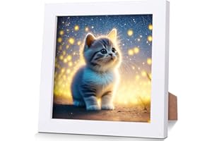 SUVEK Diamond Painting Bilder Kinder Mädchen, 5D Diamant Katze Malerei Set Mit Holzrahmen, Diamontpating Tiere Arts Craft Dekoration für Erwachsene Wohnzimmer Schlafzimmer Büro Home Wand Decor