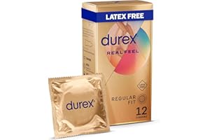 Durex Real Feel Condoms, 12s, Regular Fit, Latex Free, Extra Silicone Lube, Easy On Shape