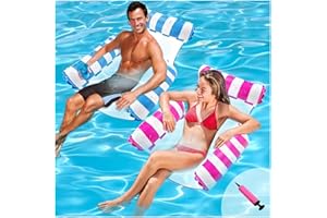 Yozexin 2 Pack Inflatable Pool Floats,4-in-1 inflatable hammock,Swimming Pool Floating Chair, Inflatable Hammocks for Swimming Pools with a Manual Air Pump, for Pool Lake Beach, Pool