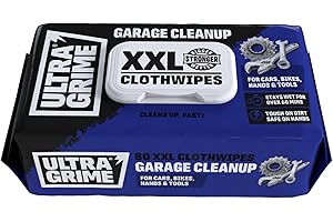 UltraGrime Garage XXL Wipes Heavy Duty 80 Thick Big Wipes - Cleaning Wipes Heavy Duty - Heavy Duty Wipes - Bike Cleaning Wipes - Car Dashboard Cleaner - Leather Cleaning Wipes - Multi Purpose Wipes