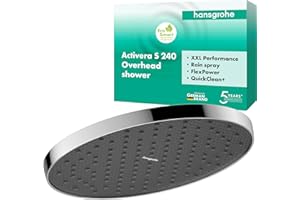 hansgrohe Activera S - wassersparende Kopfbrause (EcoSmart), runde Duschbrause (240 mm), Regendusche mit 1 Strahlart für Wand- oder Deckenmontage, Brausekopf mit Antikalk-Funktion, Chrom, 28056000