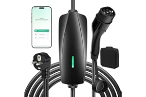 EVJUICION 8 Mètres Chargeur Voiture Electrique APP Contôle 3,68kW | 6A-16A | 0-12H Programmé Chargeur EV Type 2 avec Voyant LED, Domestique Cable Recharge Voiture Électrique Portabilité avec Sac